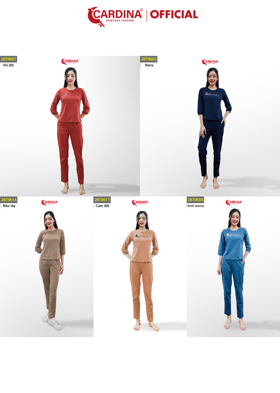 Bộ Thu Đông Nữ CARDINA Chất Cotton Dáng Thể Thao Cao Cấp In Chữ Trẻ Trung Năng Động 2BT06