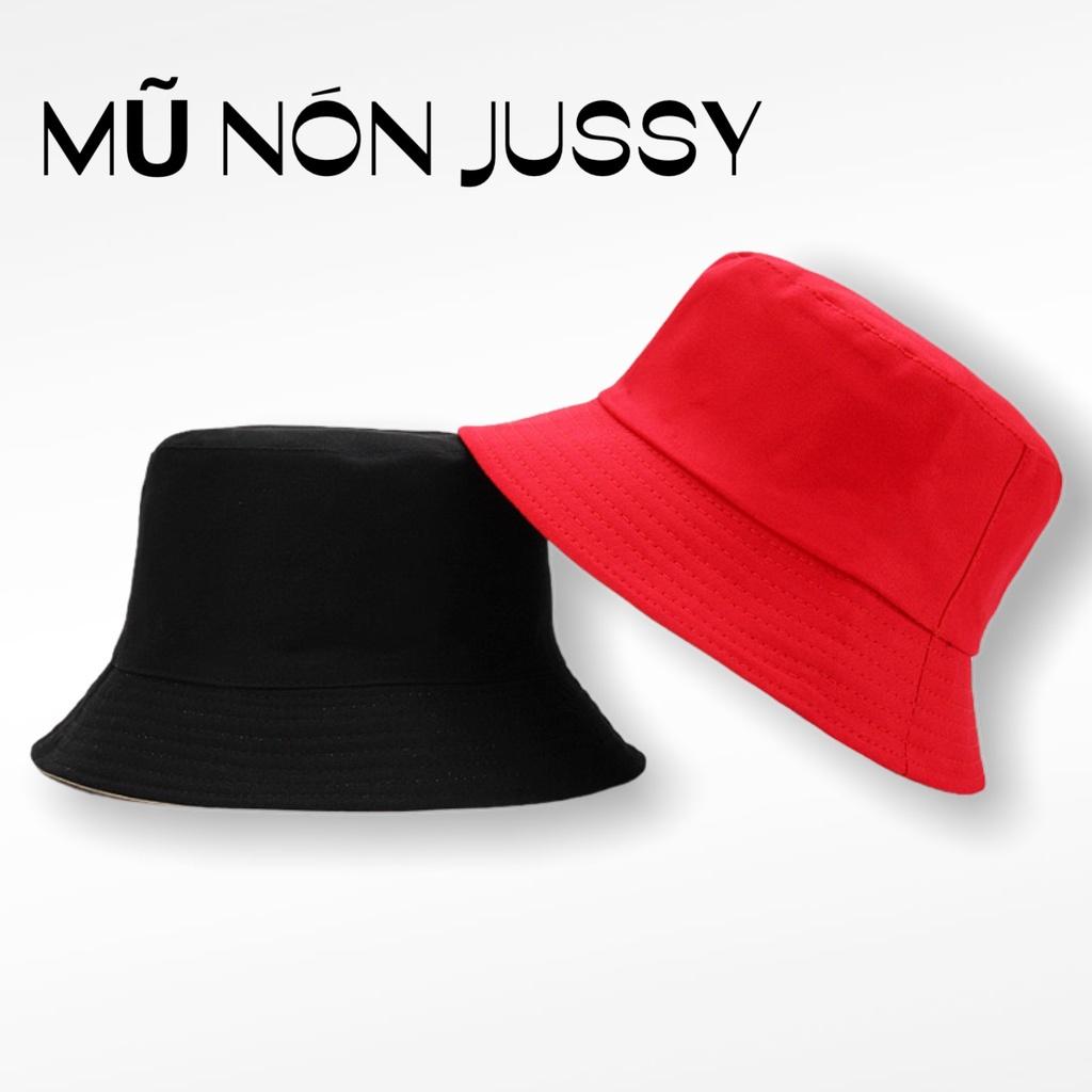 Mũ Bucket Trơn Jussy Fashion Nón Bucket 2 Mặt 2 Màu Tiện Lợi Chất Vải Kaki Cotton Thoáng Mát Form Nón Tai Bèo Unisex