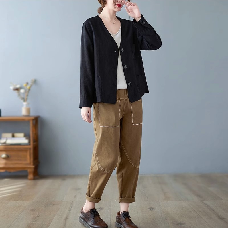 Áo Blazer Vest Nữ Khoác Ngoài Dài Tay Màu Đen, Chất Đũi Mềm Kiểu Dáng Trẻ Trung, Công Sở Đũi Việt