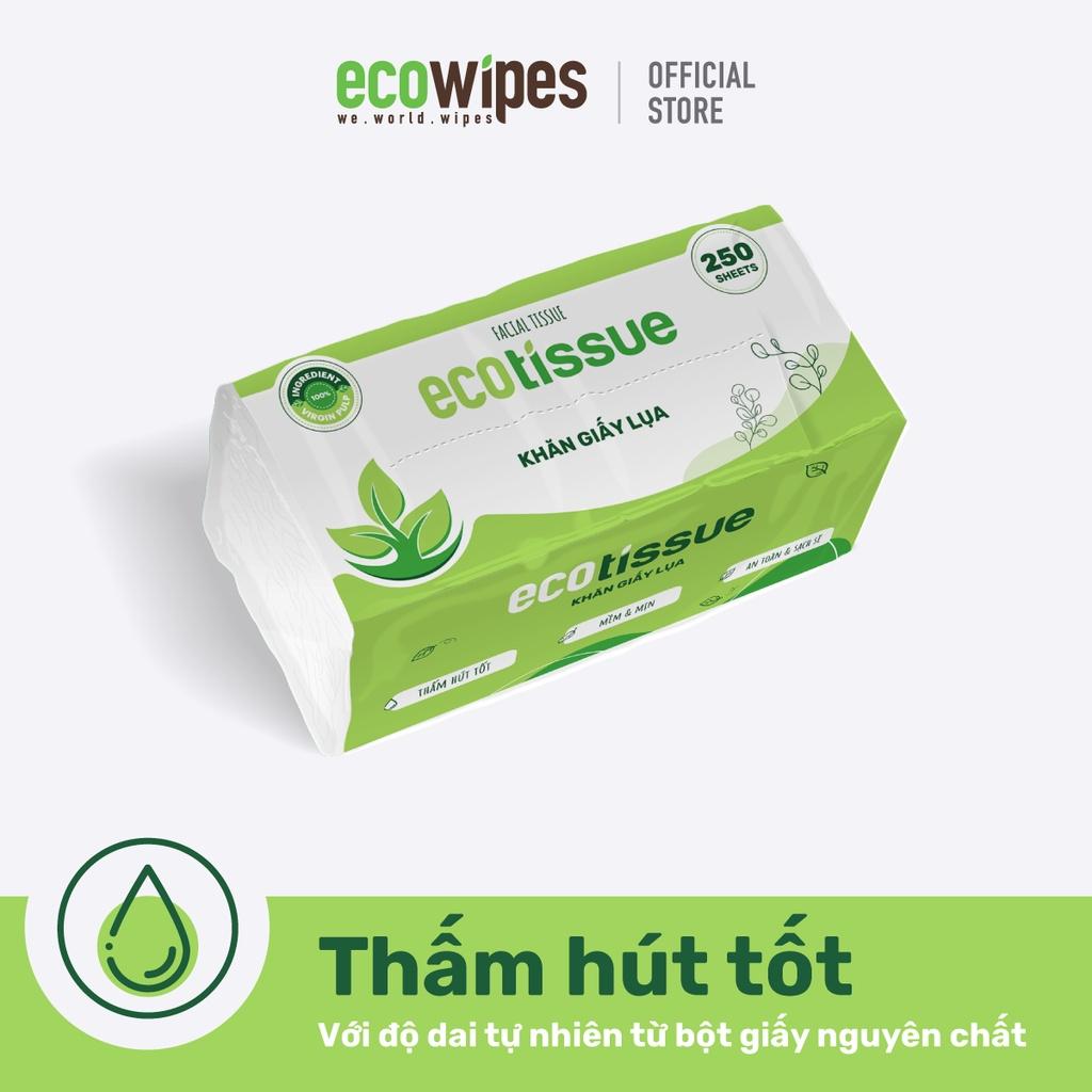 Thùng 40 gói khăn giấy lụa khăn giấy ăn rút Ecotissue gói 250 tờ thấm hút tốt mềm mịn an toàn sạch sẽ