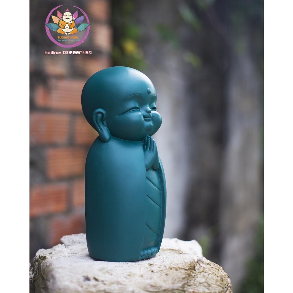 Chú tiểu decor hiện đại 21 cm trang trí nhà cửa màu xanh địa trung hải