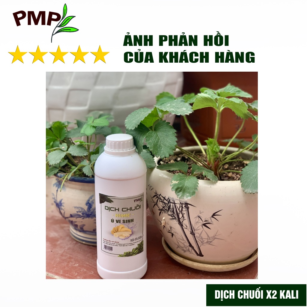 Dịch Chuối Humic PMP Vi Sinh Chuyên Dùng Cho Hoa Hồng, Hoa Lan, Rau Sạch 1000ml