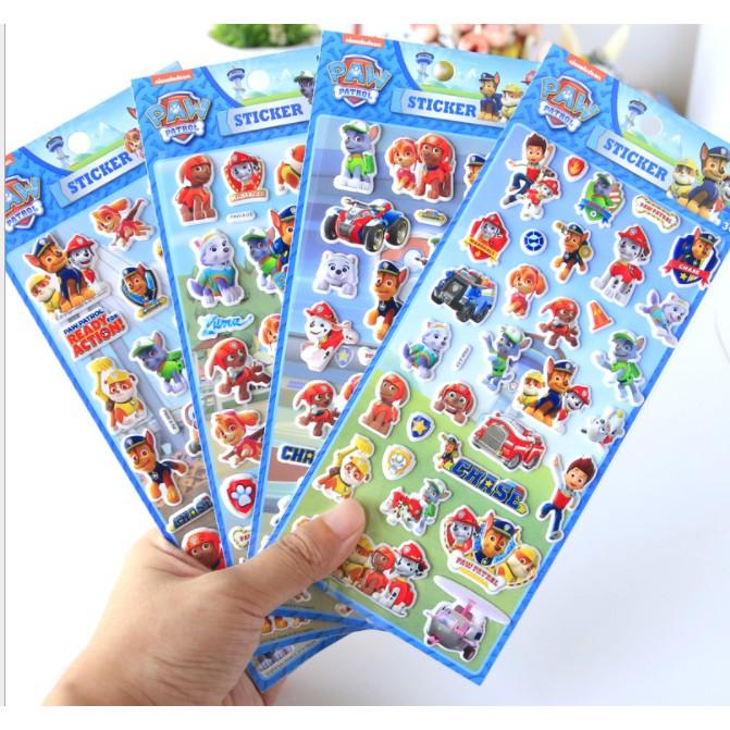 Sticker dán nổi 3D Doreamon, Biệt đội chó cứu hộ, Siêu nhân người nhện Spider man, Khủng long