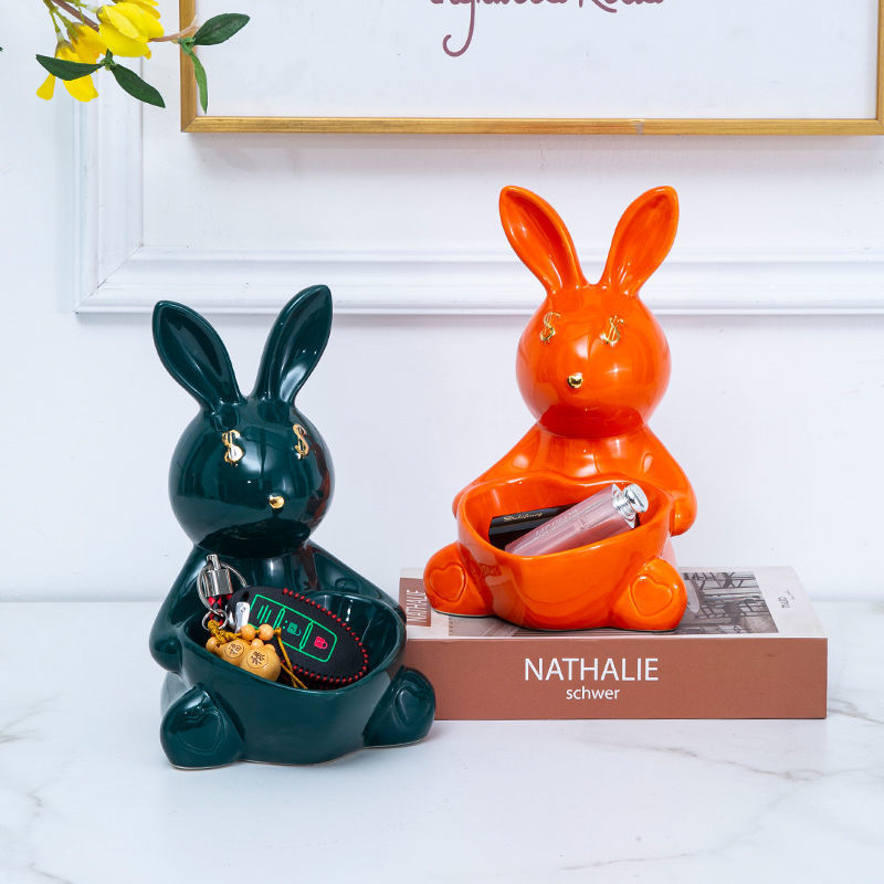 Mô Hình Trang Trí Phòng Khách, Kệ Sách Thỏ Sứ Sang Trọng Cao Cấp Màu Ngẫu Nhiên DECOR LUXURY - Hàng Nhập Khẩu