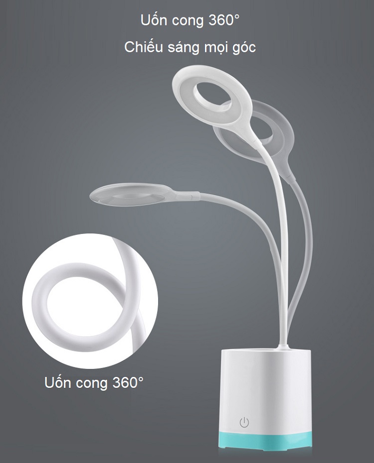 Đèn led để bàn cắm USB kiêm hộp đựng bút sang trọng, ĐỘ BỀN CAO (  Tặng kèm quạt cắm cổng USB )