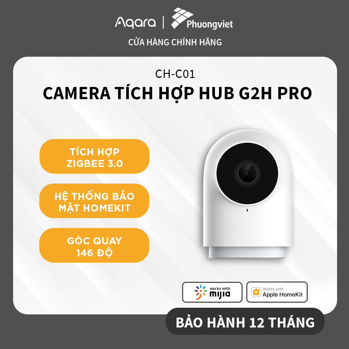 Camera wifi tích hợp Hub Zigbee Aqara G2H Pro - độ phân giải Full HD 1080p, tương thích Apple HomeKit, đàm thoại 2 chiều - Hàng Chính Hãng