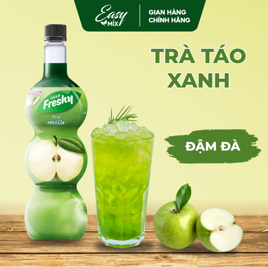 Siro Táo Xanh Freshy Green Apple Syrup Nguyên Liệu Pha Chế Trà Sữa Chai 710ml