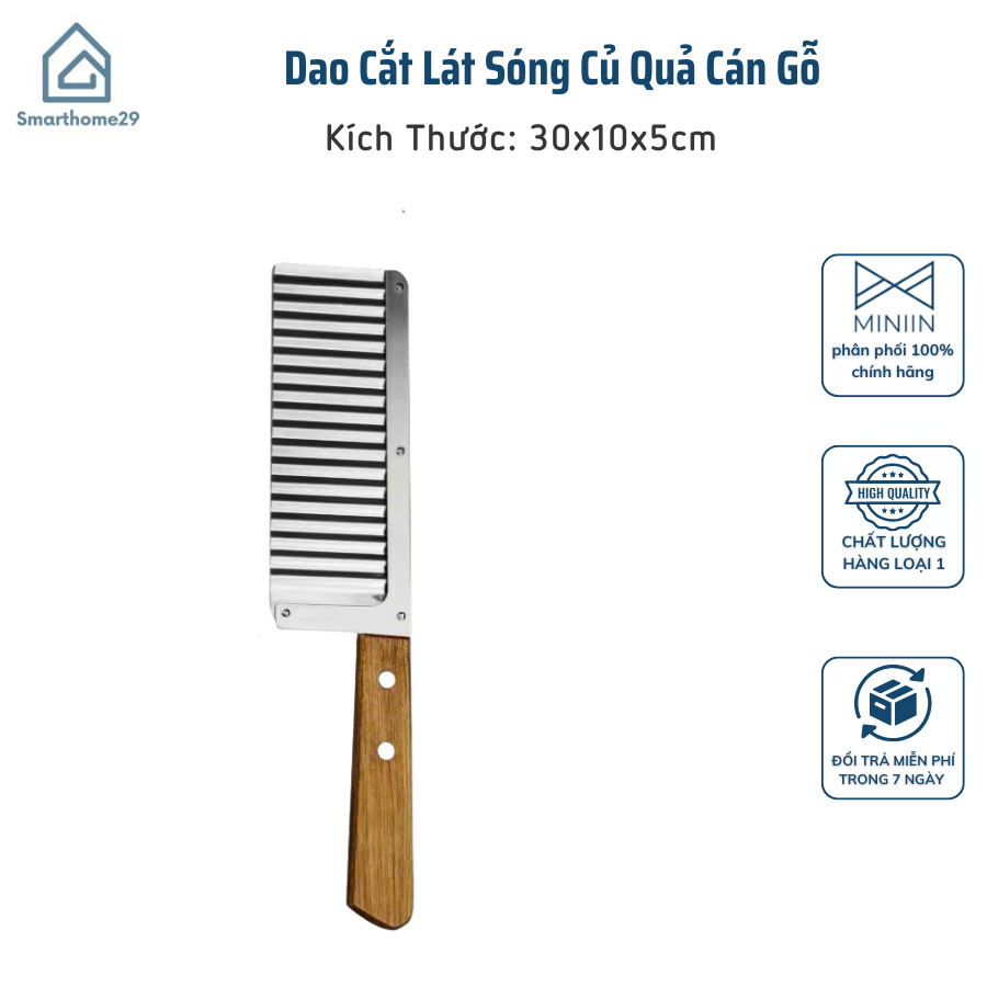 Dao Cắt Lát Sóng Củ Quả Cán Gỗ - Dao Tạo Hình Lượn Sóng Trang Trí Thực Phẩm