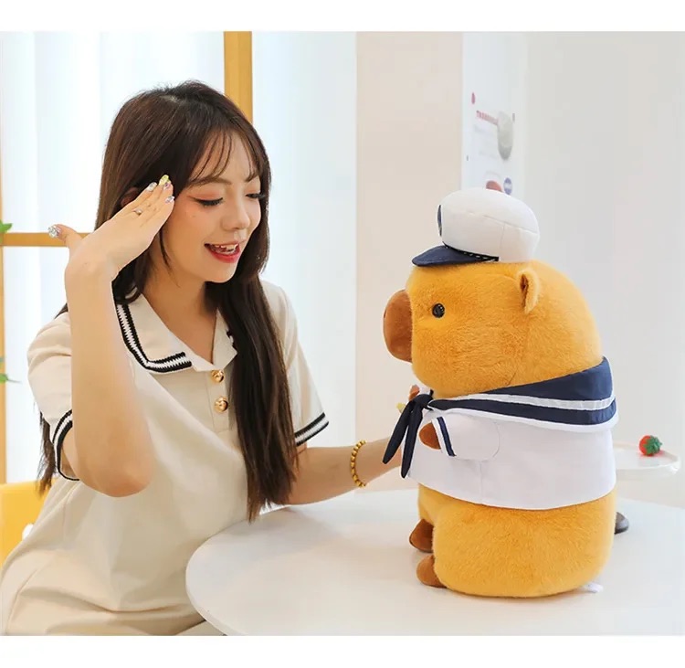Thú nhồi bông capybara hải quân - Size từ 25 đến 45cm - Quà tặng gấu bông chuột lang thuỷ thủ đáng yêu - Gối ôm mềm mịn cho bé
