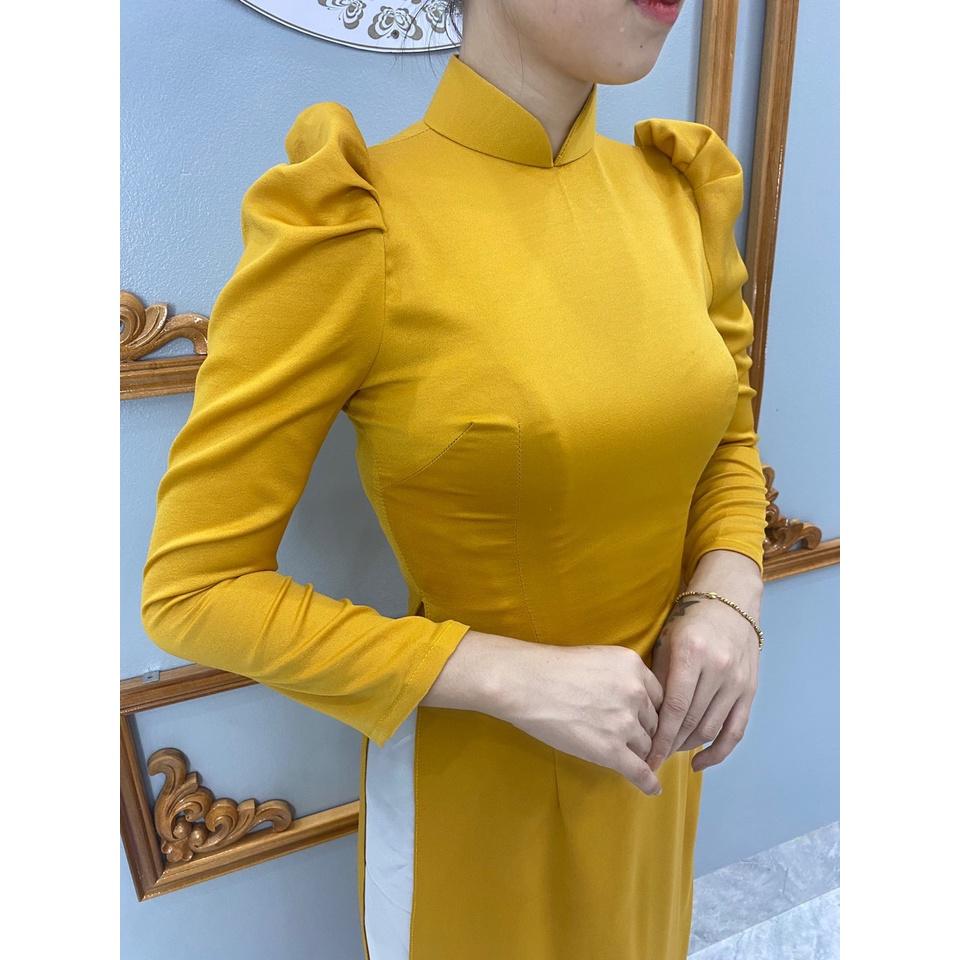 Áo dài tây thi trơn cao cấp_Duy Chinh_ADTT0004_Tông Màu Vàng