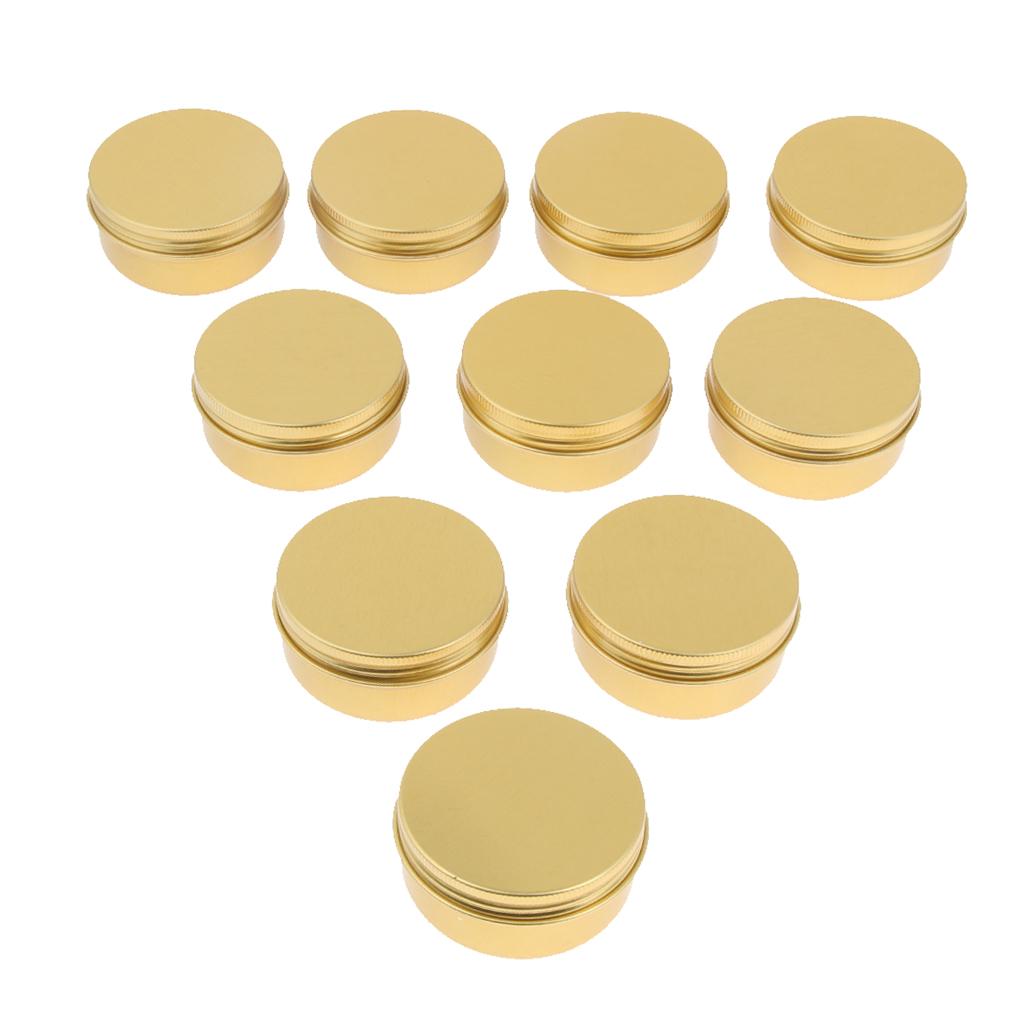 10 Pieces Round Aluminum Cream Empty Lip Balm Candles Container Jars Tin