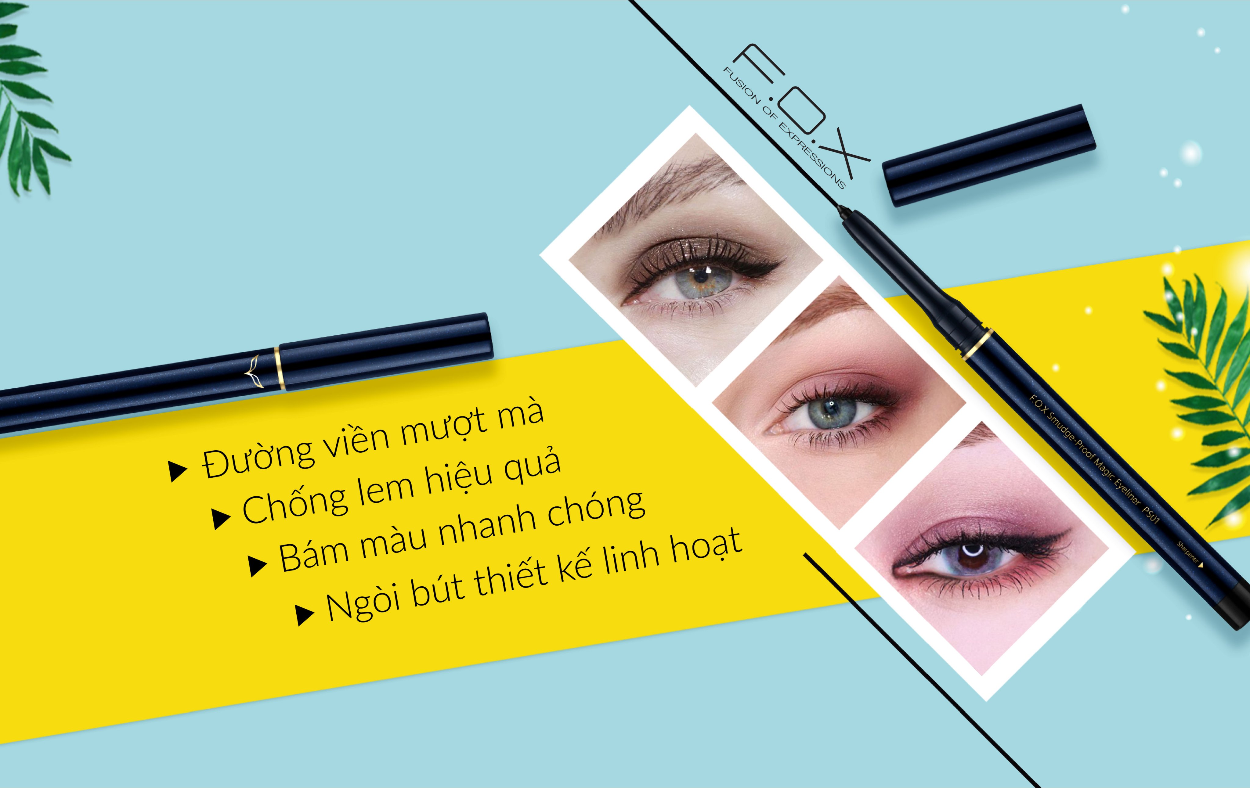 Chì Kẻ Viền Mắt Chống Lem FOX Smudge-Proof Magic Eyeliner 0.3g