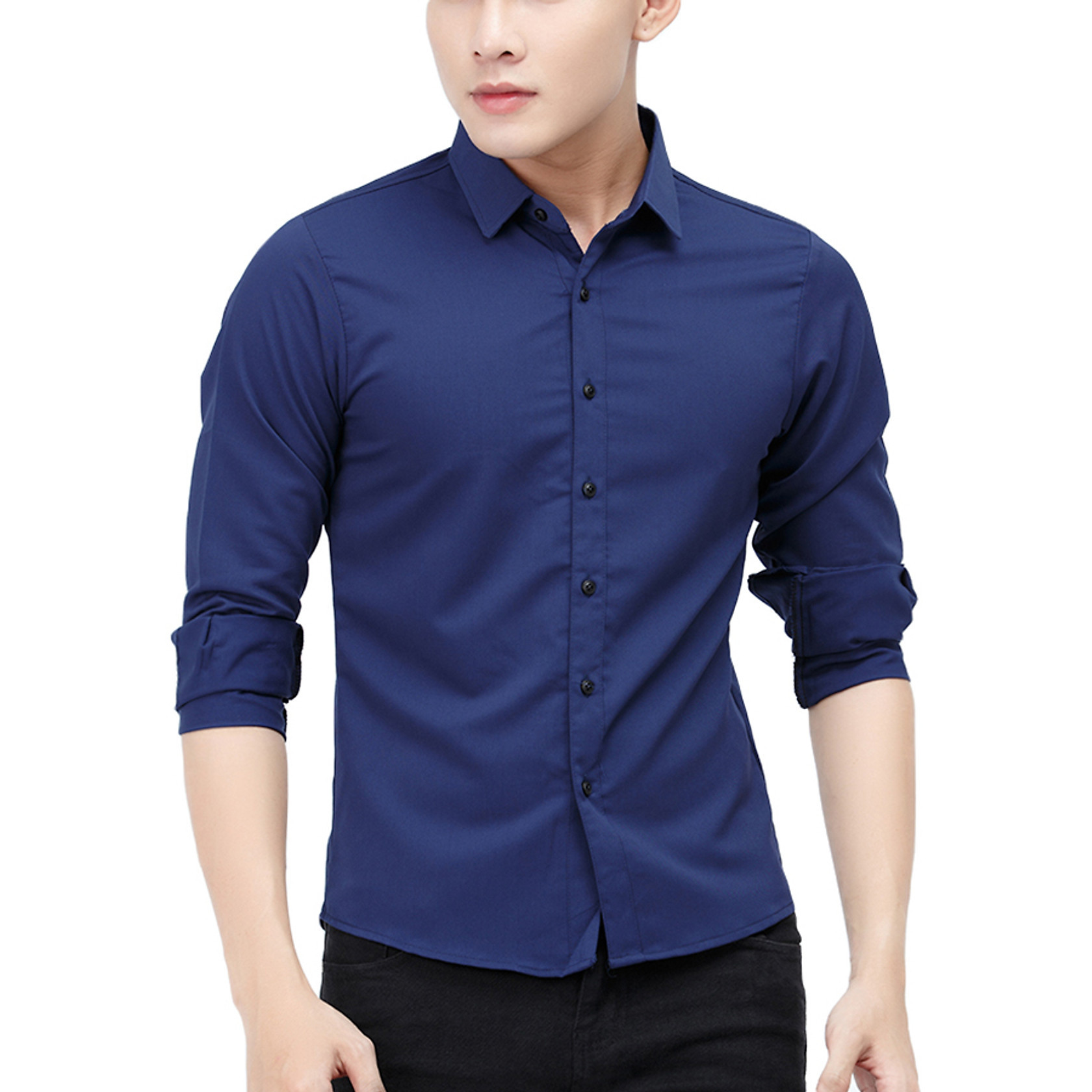 Áo sơ mi nam dài tay màu xanh Merriman mã THMOL439 BLUE