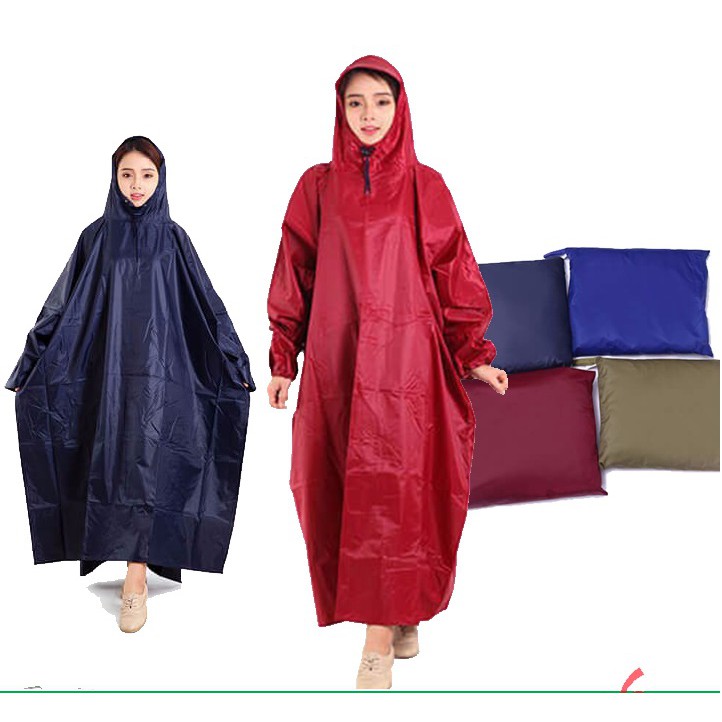 Áo Mưa kín người Không Xẻ Tà Vải Dù Hàng Cao Cấp Chống Thấm Cực Tốt, Áo Mưa Đi Xe Máy