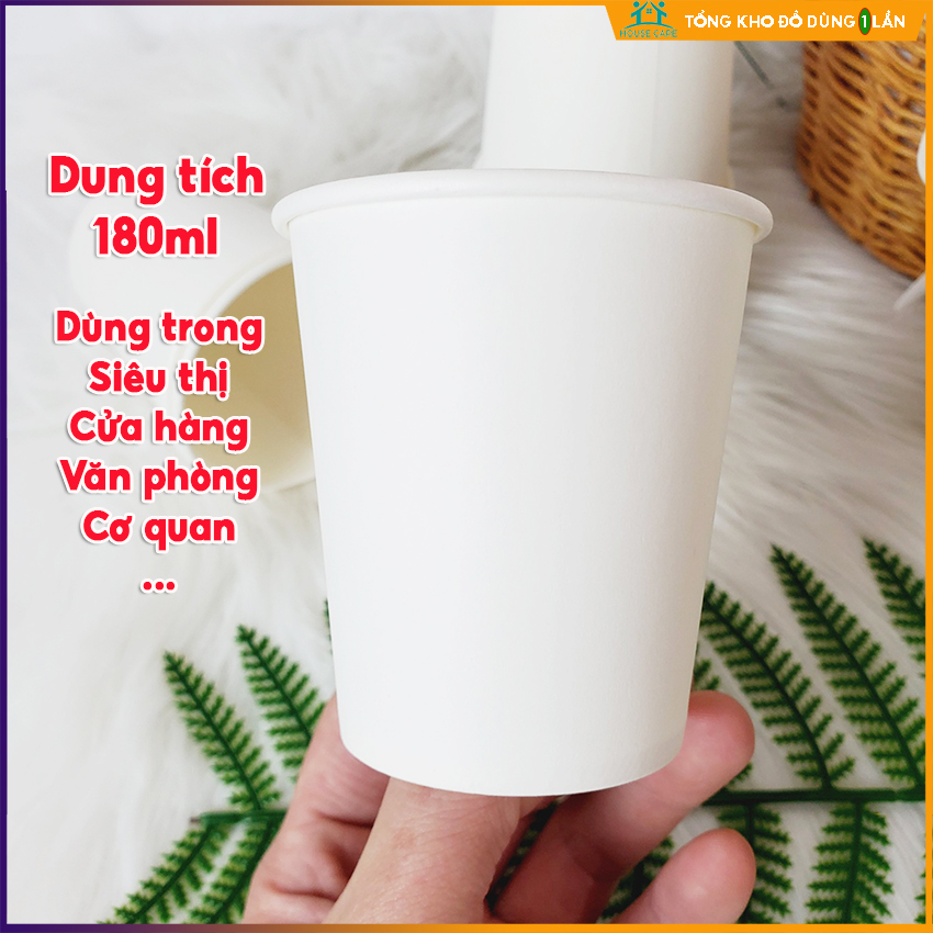 50 Ly Giấy 180ml 6oz NHẬT BẢN, Cốc Giấy Nhỏ Dùng 1 Lần Uống Nước Trong Cửa Hàng, Siêu Thị, Văn Phòng, Công Sở ...