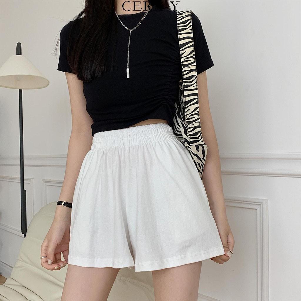 Quần short unisex chất thun màu đen/ trắng/ xám CRQ031