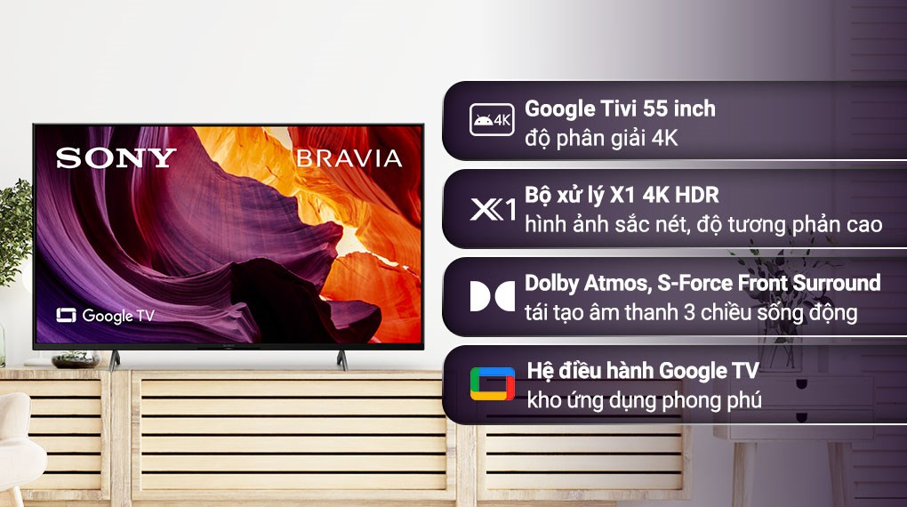 Google Tivi Sony 4K 55 inch KD-55X81DK - Model 2022