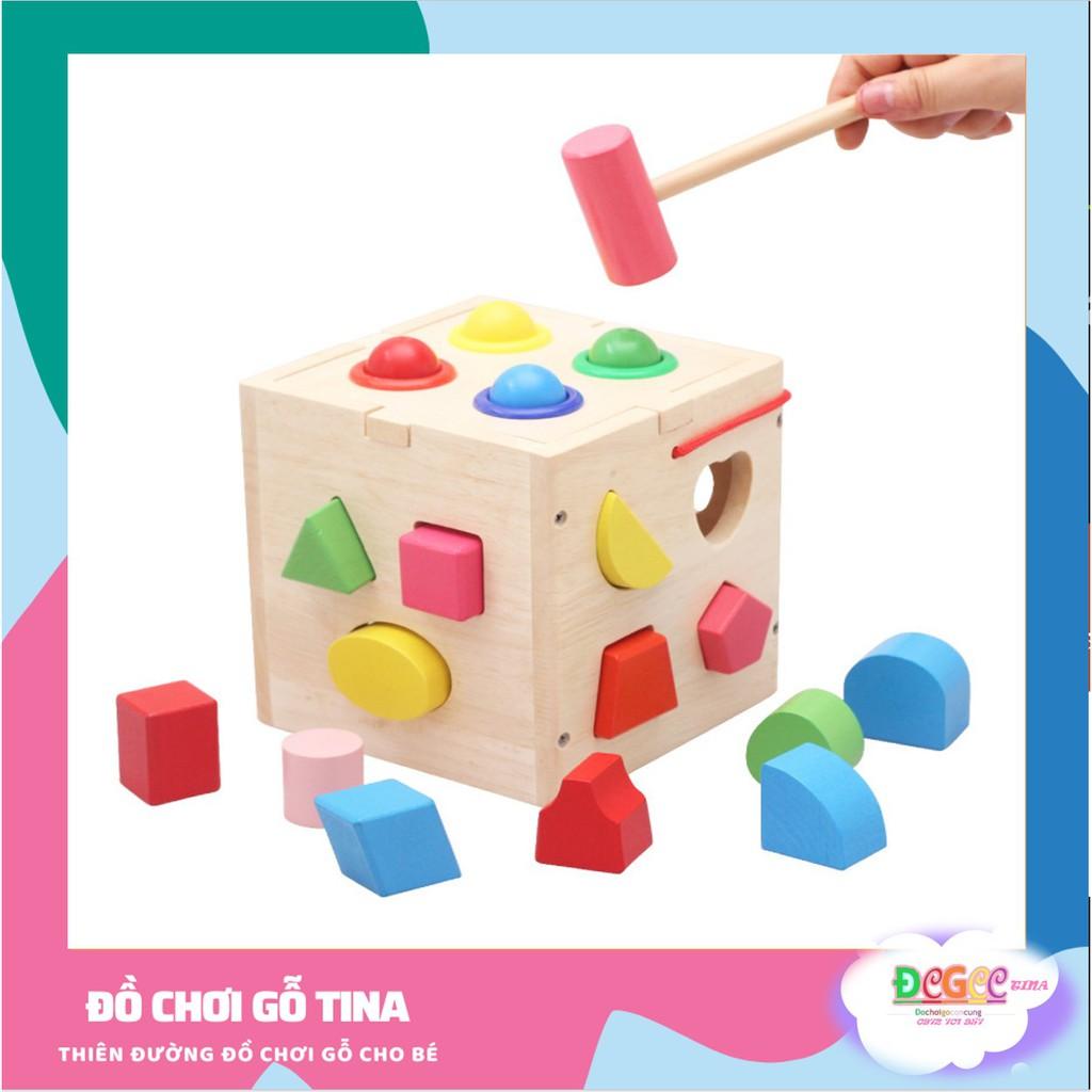 Đồ chơi đập bóng độ đồ chơi gỗ hộp thả hình khối đồ chơi thả hình montessori