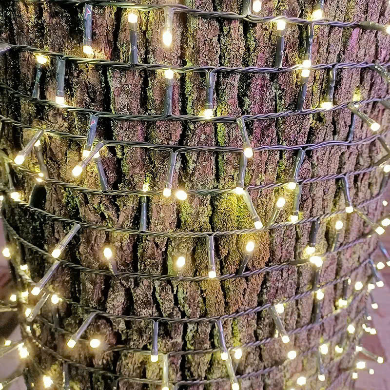 Dây Đèn Dp Sáng Vàng 8 Chế Độ Chớp Dài 80M Bóng Lớn V8 Có Box Điều Chỉnh Và Đầu Nối