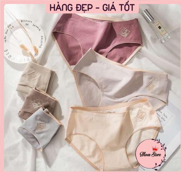 Quần lót nữ, Com bo 5 quần lót cotton O2 ép không đường may kháng khuẩn, chống viêm nhiễm