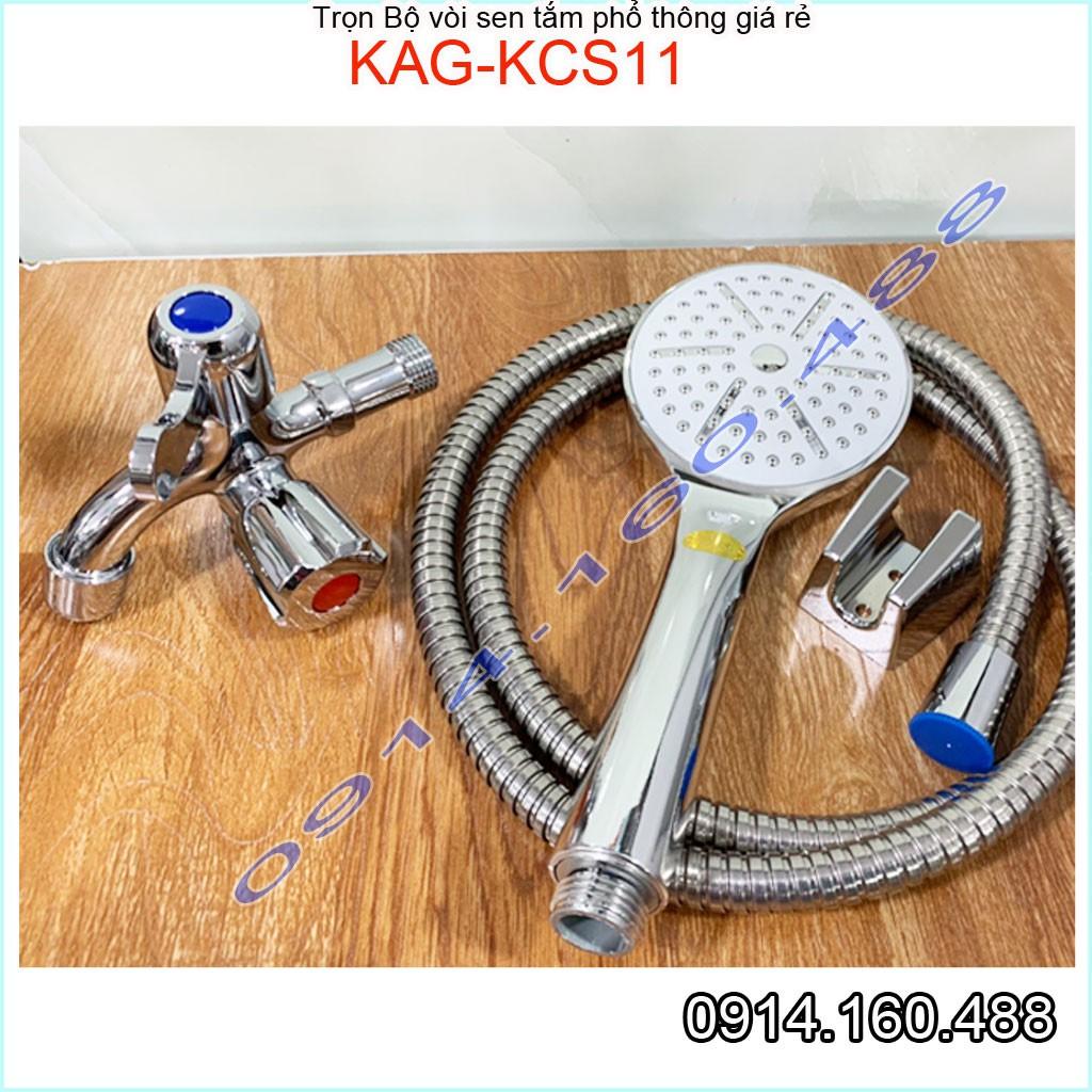 Vòi sen lạnh KAG-KCS11 Shower head, trọn bộ sen lạnh inox bóng 100% dùng tia phun nước mạnh sử dụng tốt