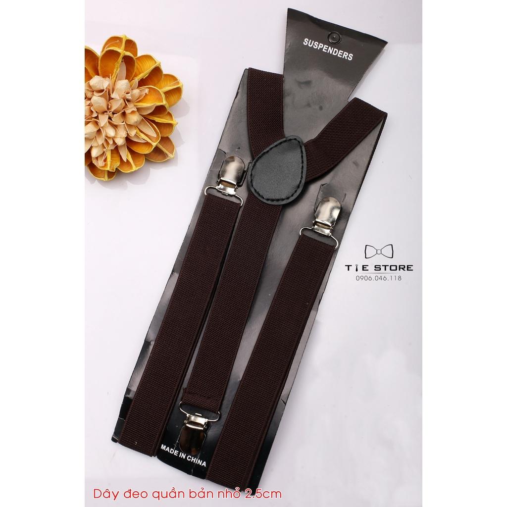 Dây đeo quần nam chữ y bản nhỏ 2.5cm chất thun co giãn, khóa kẹp màu nâu đậm