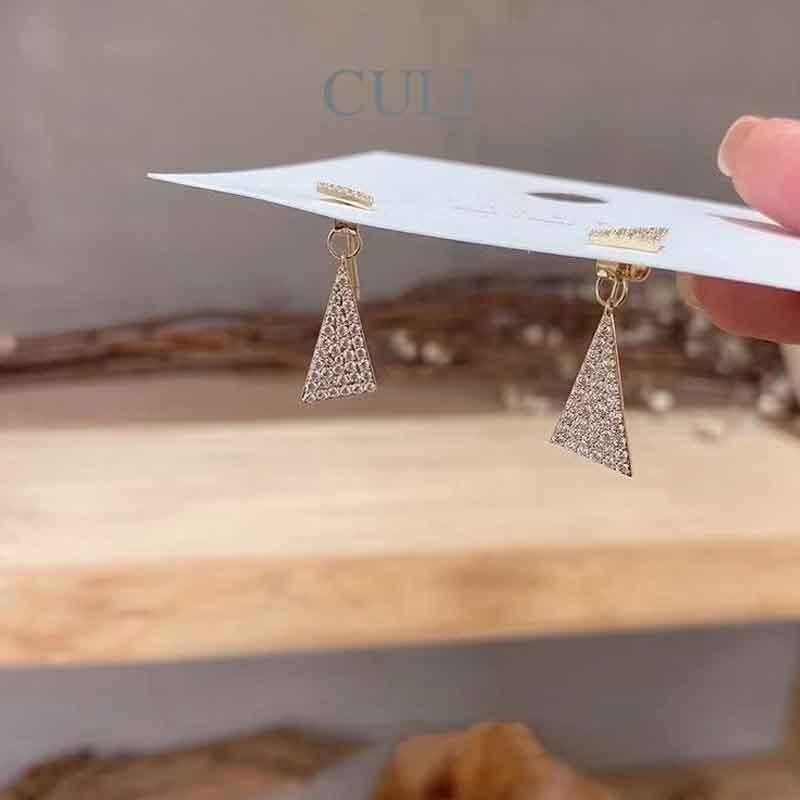 Khuyên tai dáng dài hình tam giác kết đá sang trọng HT655 - Culi accessories