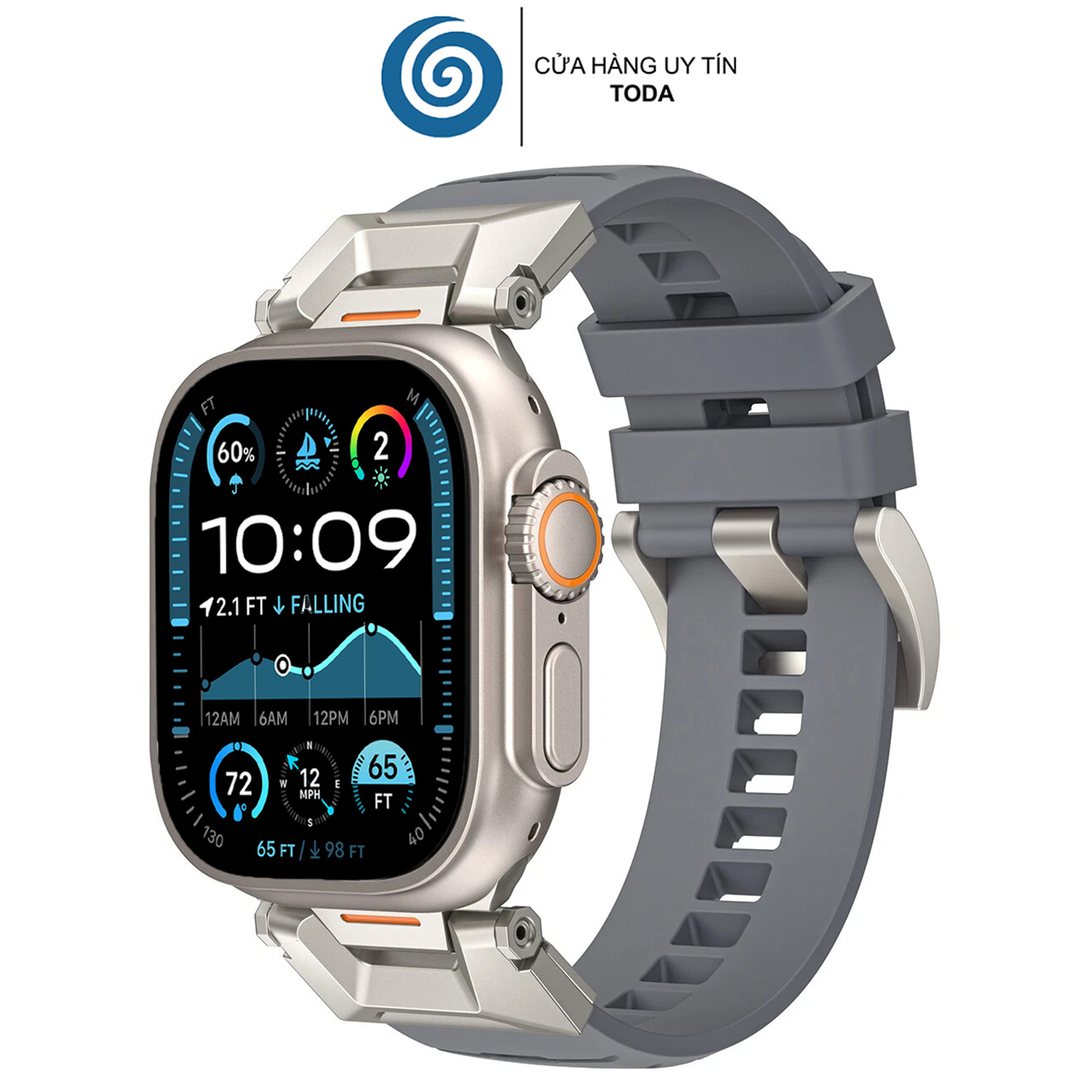 Dây Đeo Silicone Fluo Khóa Kim Loại cho Apple Watch Series &amp; Apple Watch Ultra 44/45/46/49mm - Hàng Chính Hãng