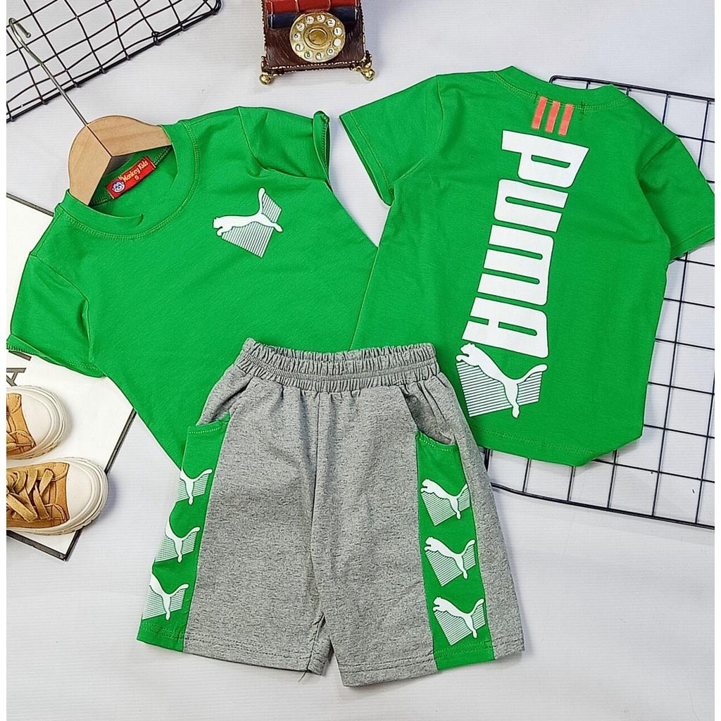 Bộ cộc tay viền thun cotton cho bé trai size đại (22 đến 42kg) sỉ Bộ bé trai MONKEY KIDS