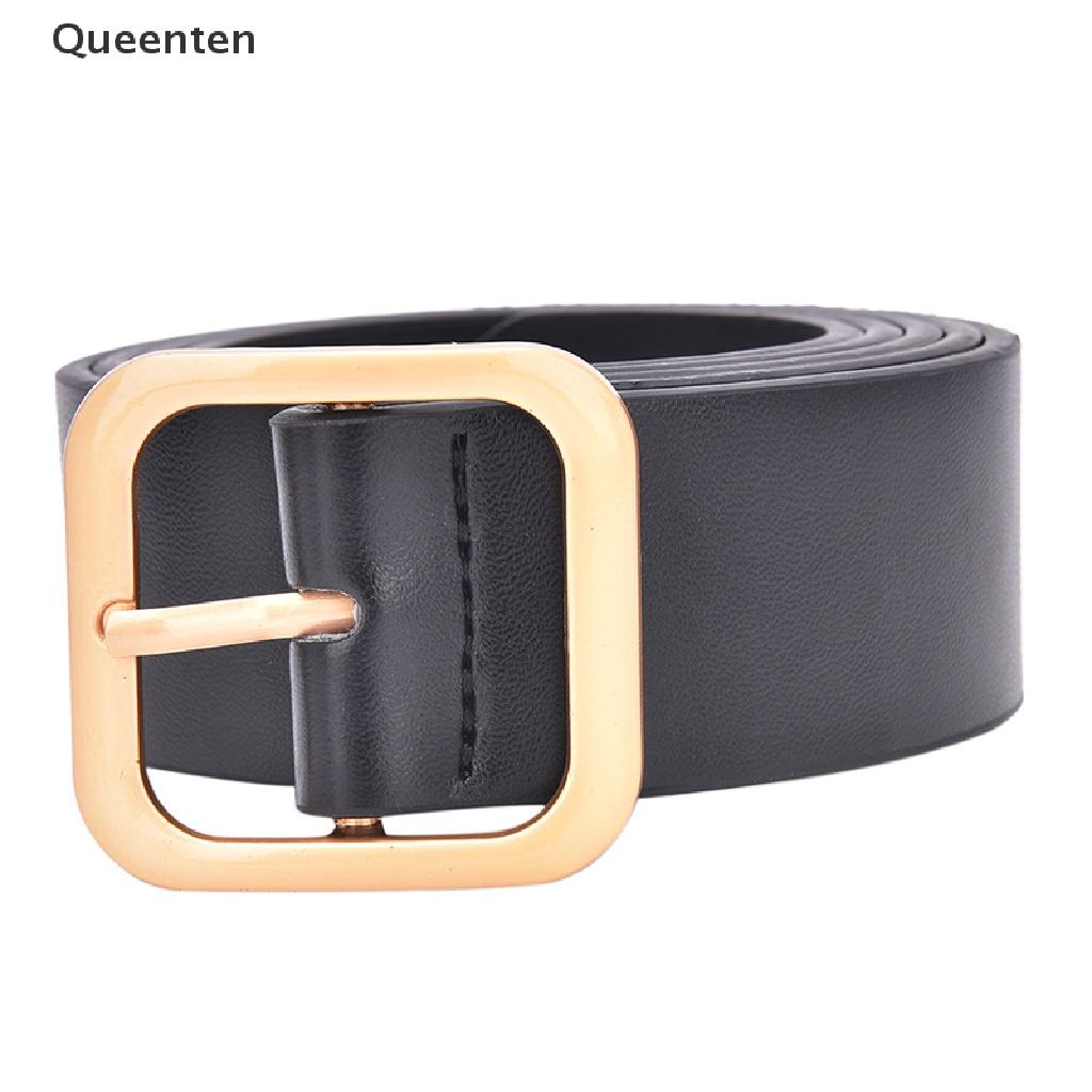 Queenten Fashion Women Girls Belts Leather Square Metal Pin Buckle Waist Belt Waistband VN