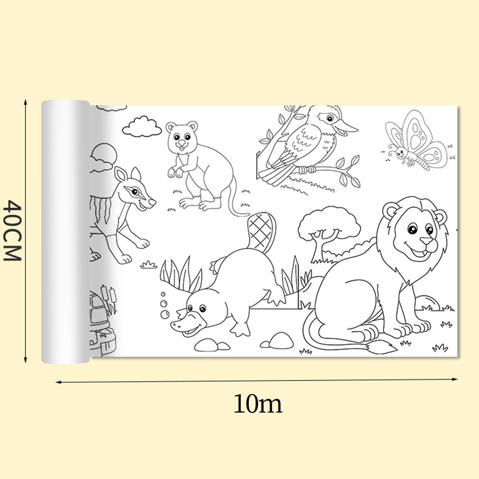 Large Children Colouring Roll Arts Crafts Activity Coloring Book Paper Watercolor Wall Sticker Theme Scene Color Filling Paper for Classroom