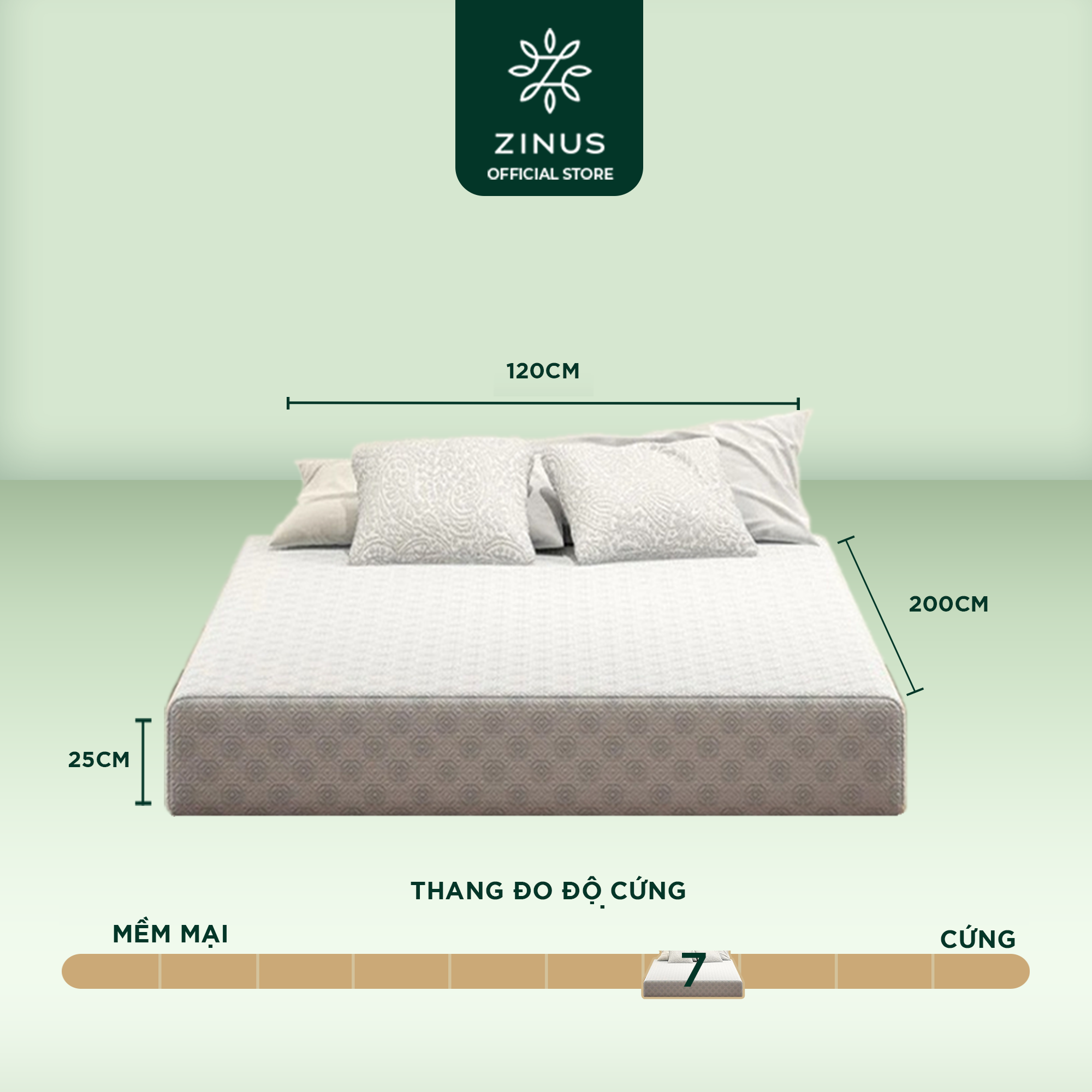 Nệm foam cuộn hút chân không Gel Mát cao cấp Zinus - Gel-Infused Foam Mattress 25cm