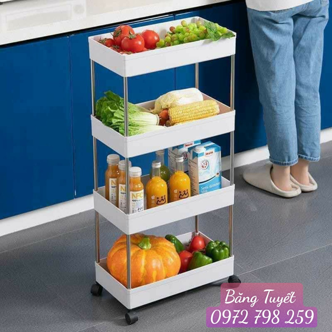 KỆ 4 TẦNG CÓ BÁNH XE HÀNG LOẠI ĐẸP, KỆ ĐA NĂNG CHẤT LƯỢNG