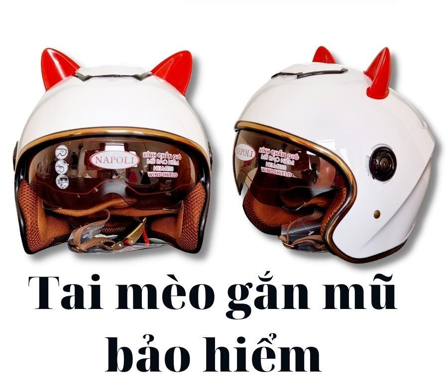 Tai mèo 1 cặp gắn mũ bảo hiểm cao cấp nhiều màu