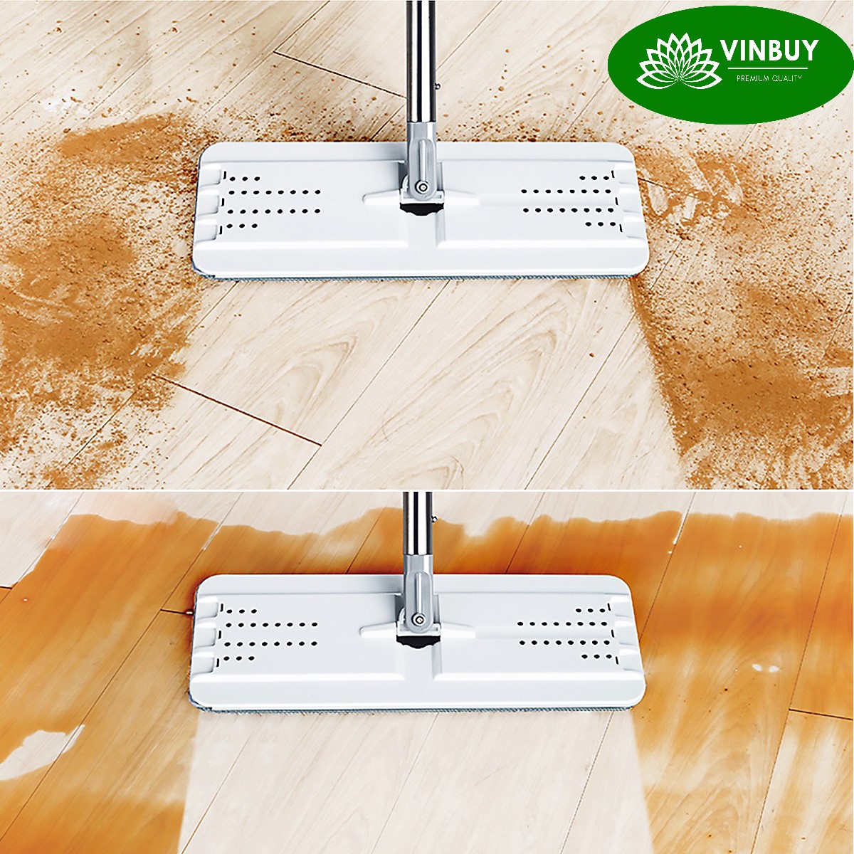 Bộ cây lau nhà VinBuy kèm thùng tự vắt thông minh, chổi lau nhà xoay 360 độ lau sạch nhanh