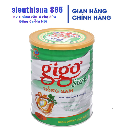 Sữa bột giúp phòng ngừa loãng xương, xơ vữa động mạch và tiểu đường GIGO SURE Hồng sâm 900 Gr (JISENG)