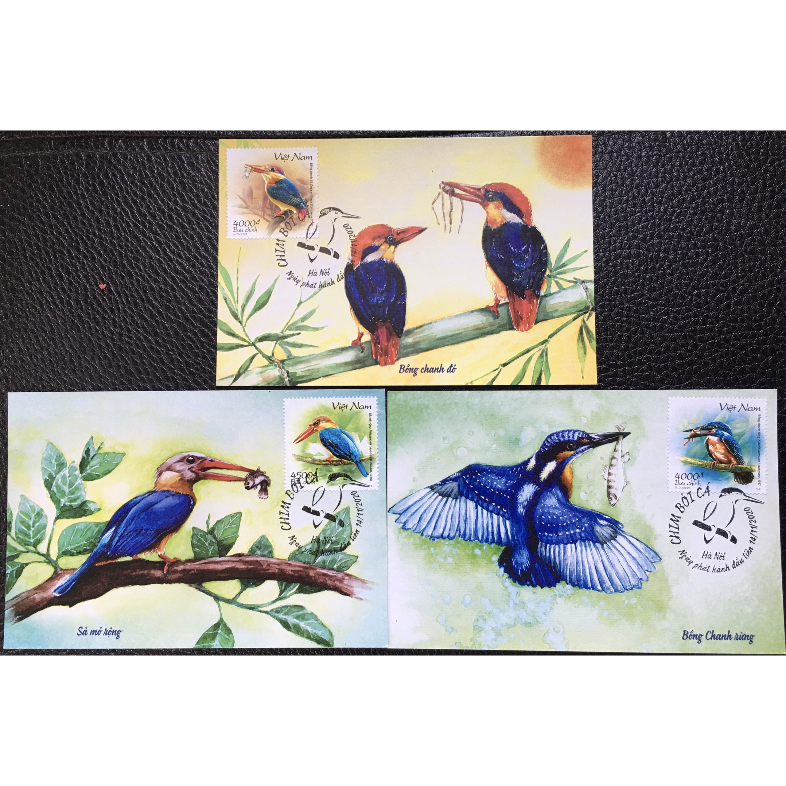 Bộ Tem Sưu Tầm Việt Nam Chủ Đề Chim Bói Cá - Set 3 Postcard Stamp