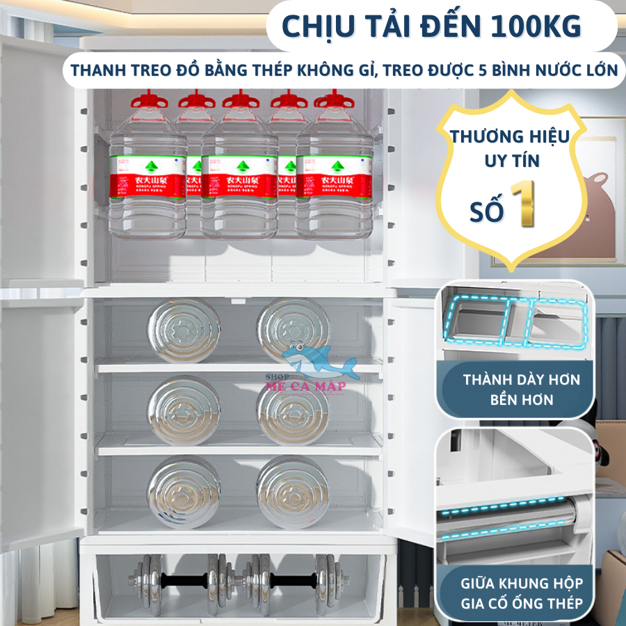 Tủ Nhựa Cho Bé PAKEY Có Ngăn Treo, Tủ Quần Áo Trẻ Em Nhiều Tầng Có Bánh Xe Tiện Lợi, Mới Nhất HX004