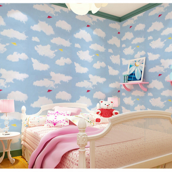 Cuộn 5m Decal Giấy Dán Tường Bầu trời xanh mây trắng