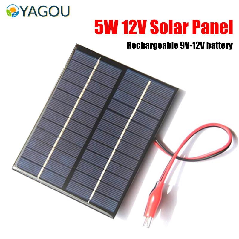 Tấm Pin Năng Lượng Mặt Trời 12V 5W Chống Nước Ngoài Trời Tự Làm Pin Năng Lượng Mặt Trời Sạc Polysilicon Epoxy Plate 136x110MM cho Công Cụ Sạc Pin 9-12V Màu sắc: 1 cái