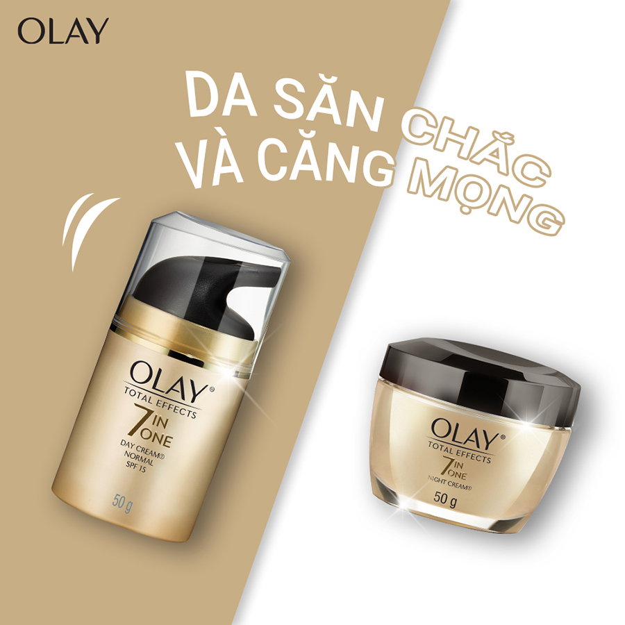 Combo Kem Dưỡng Ngày Đêm Olay Total Effects Ngăn Ngừa 7 Dấu Hiệu Lão Hóa  50g - Tặng Cây Massage Mặt Lăn Từ Tính Cao Cấp