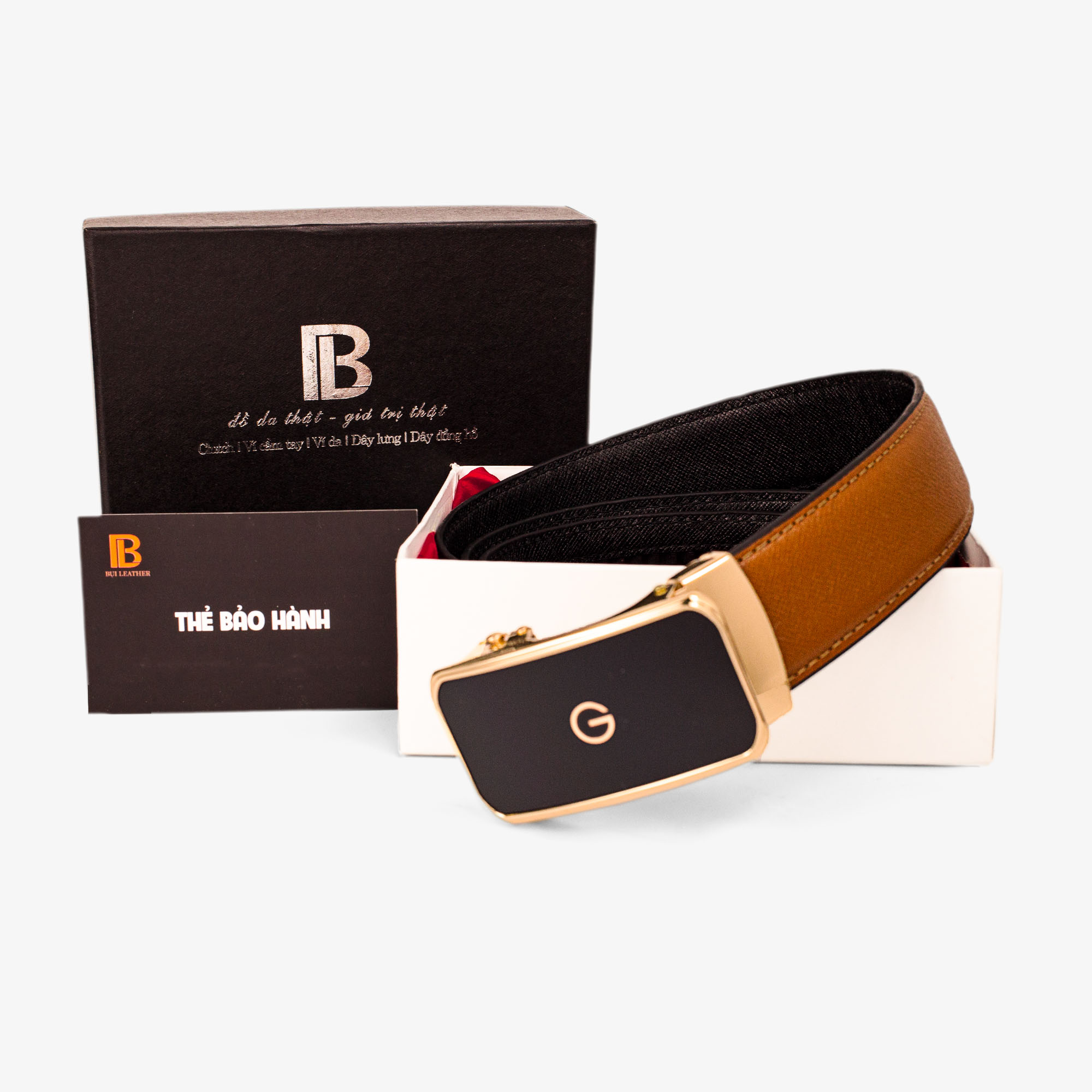 Thắt lưng nam, dây nịt nam da bò Saffiano 3 lớp Bụi Leather L107 - Khóa tự động, nhiều mặt khóa tùy chọn - Bảo hành 12 tháng