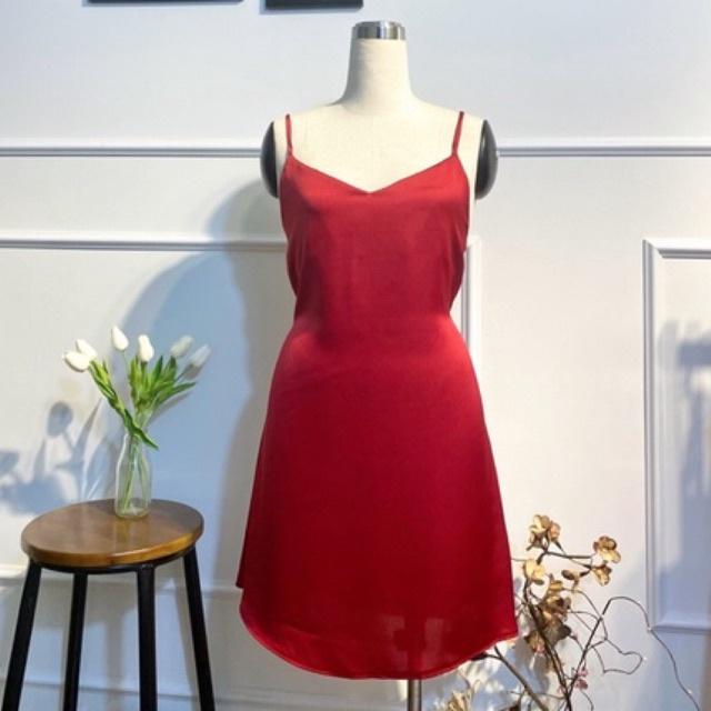 Váy ngủ 2 dây lụa satin cao cấp hàng thiết kế - 14 màu - đầm ngủ lụa - Audrey Studio