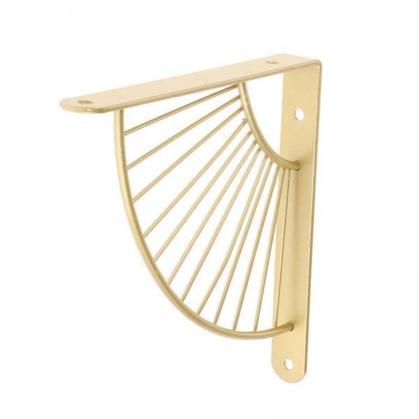 2X Shelf Bracket Decorative Fan-Shaped with Screws Home Bookshelf Golden 20cm