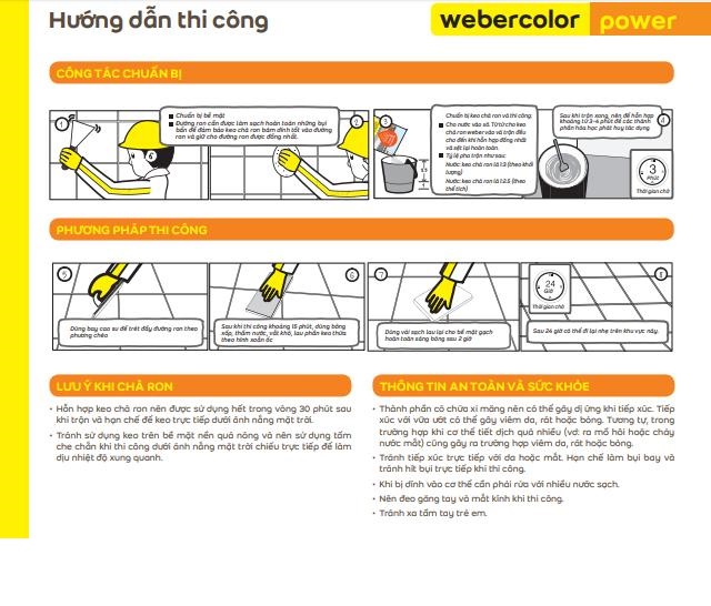 Keo chà ron/ chít mạch Weber.color power  3 BẢO VỆ: Chống nấm mốc, rêu đen và vi khuẩn chuyên dùng cho khu vực ẩm ướt