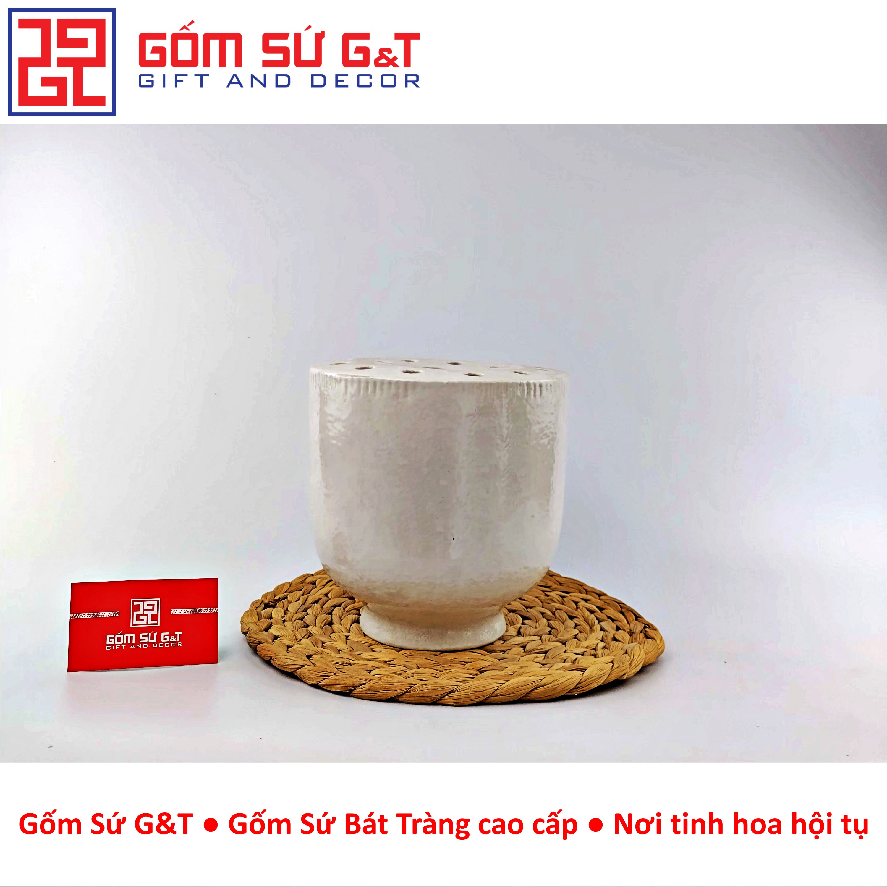 Lọ hoa dáng đài sen Gốm Sứ G&amp;T