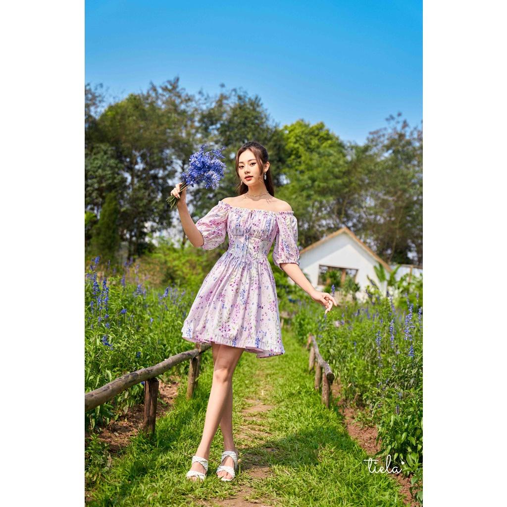 TIELA Đầm váy trễ vai hoa Lavender Dress