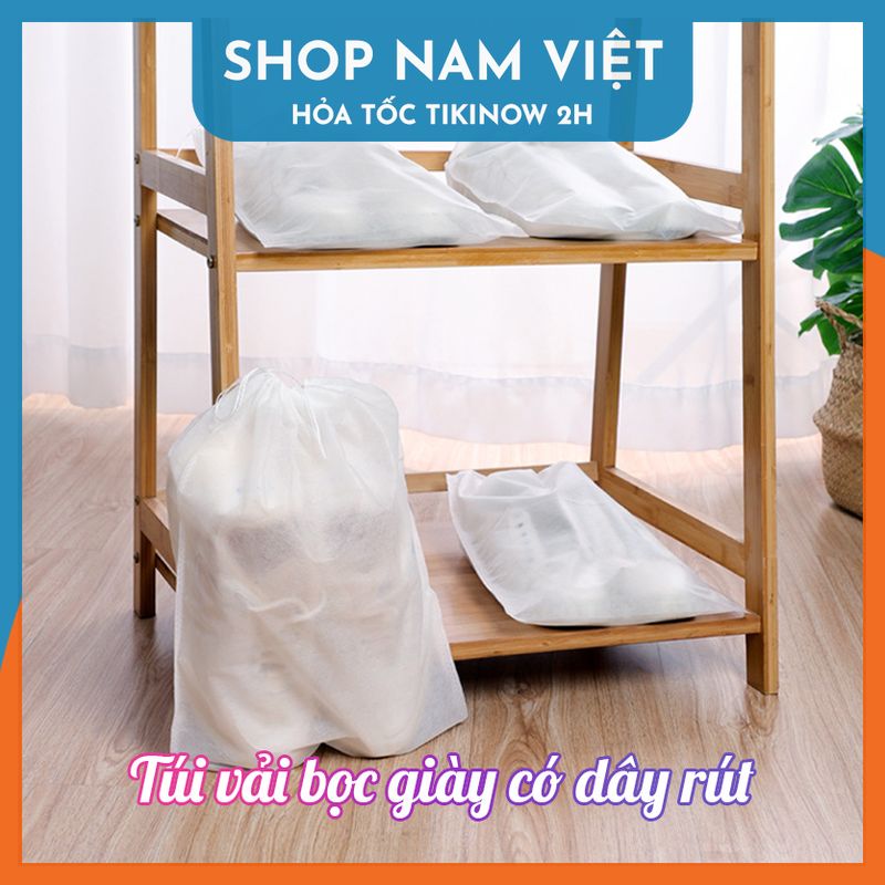 Set 10 Túi Giày Vải Không Dệt Có Dây Rút, Túi Vải Đa Năng