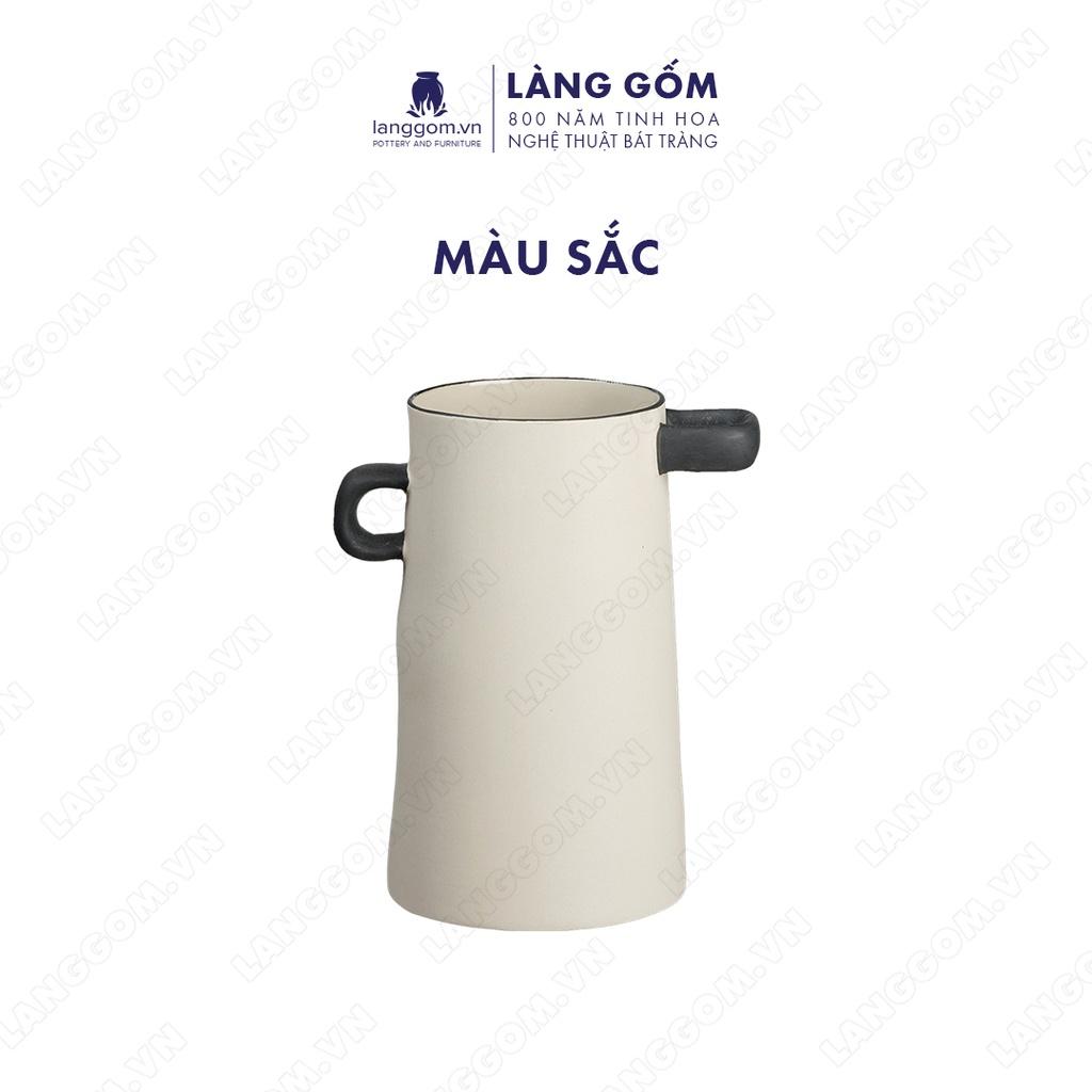 Bình hoa, lọ hoa Gốm sứ Bát Tràng cao cấp Men mát có tai dùng làm quà tặng, trang trí - Làng Gốm Bát Tràng