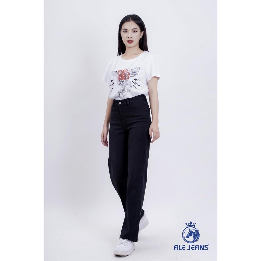 Quần Jeans Nữ Ống rộng  WWID001BK ALE JEANS - Đen nhũ thả lai